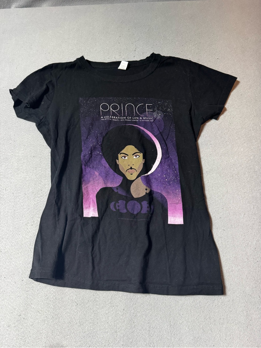 Prince Graphic Tee - Black with Purple Artwork of Prince